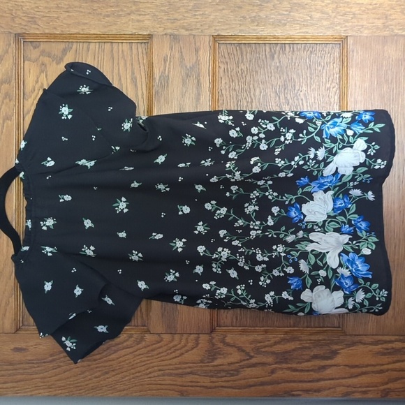 High-Neck Ruffle-Trim Georgette Top for Women Floral Print Size XS - Picture 6 of 8